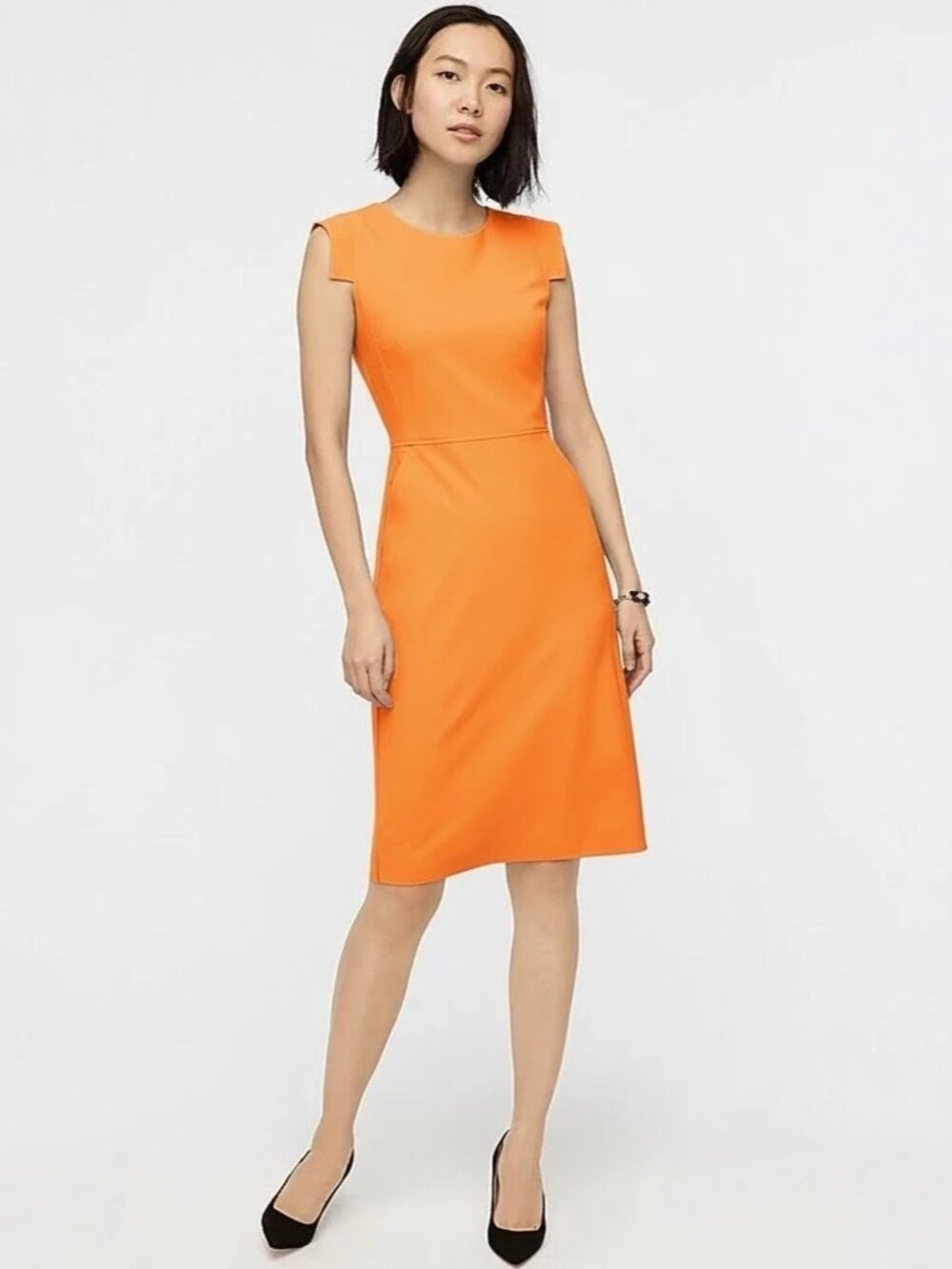 NWT J.Crew Resume Sheath in Neon Orange Italian Stretch Wool Dress 0 $188